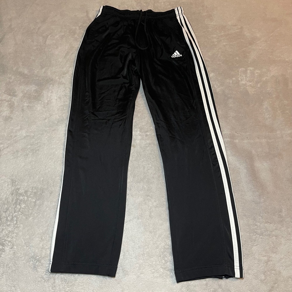 Adidas Primegreen Sweatpants Mens L Black White 3-Stripe Track Ankle Zip Joggers